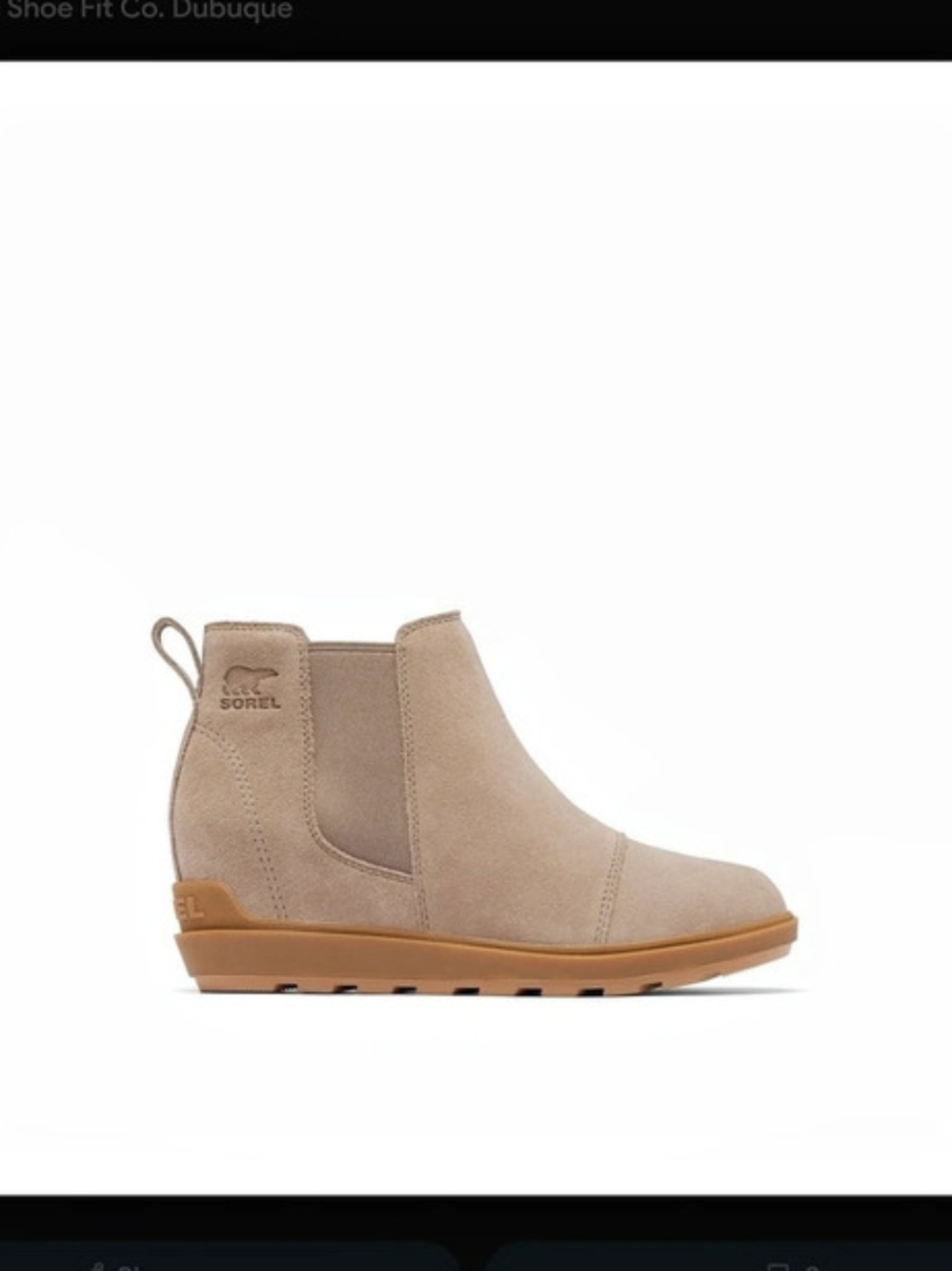 SOREL Evie II Zip Boot Omega Taupe Suede Waterproof Wedge Ankle Boot Women